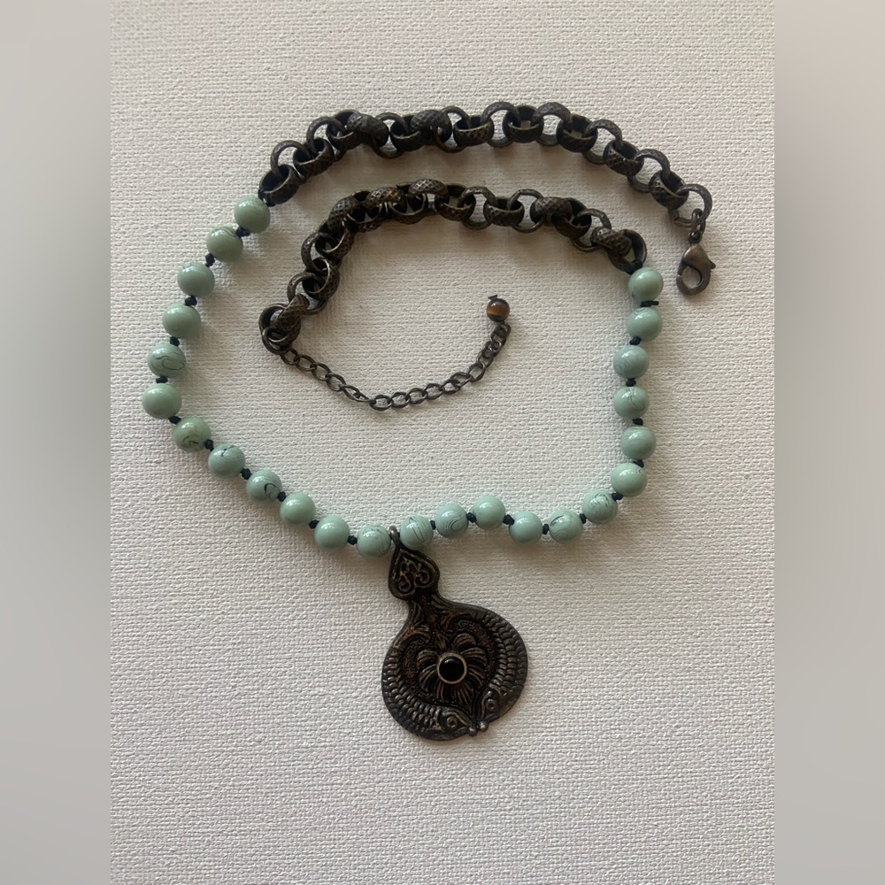 🩵 Y2K adjustable turquoise bead necklace 🩵